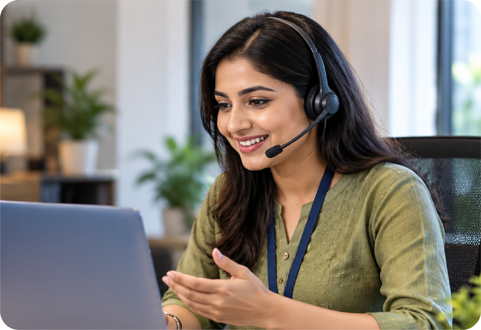 Helpdesk representative ready to assist